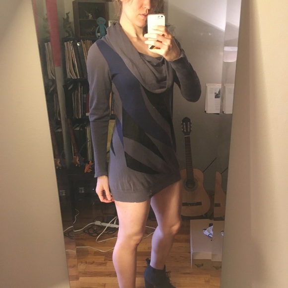 Unique Bodycon Sweater Dress with Mesh Panels - Picture 3 of 7